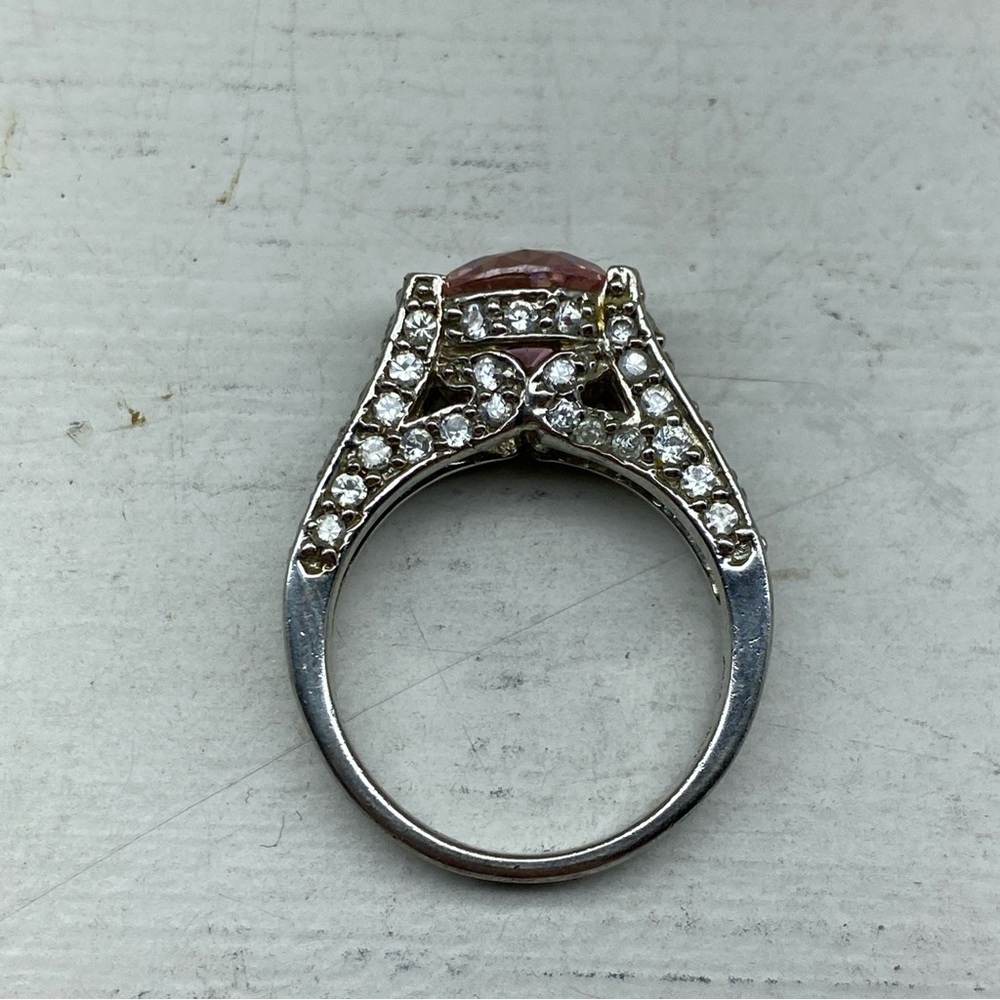 Sterling Silver 925 ADI Pink CZ Ring With CZ Accents Size 7 - Picture 10 of 14